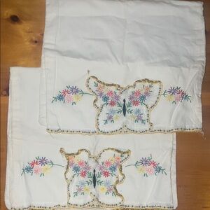 Embroidered Butterfly Pillowcases 14” by 24”